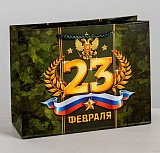 Пакет ламинированный горизонтальный «С 23 февраля», MS 23 × 18 × 8 см (2023)